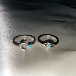 Silver and Turquoise Ring Set